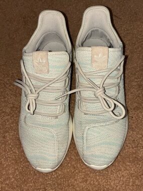 adidas Women’s Knit Sneakers - Light Gray and Pale Blue